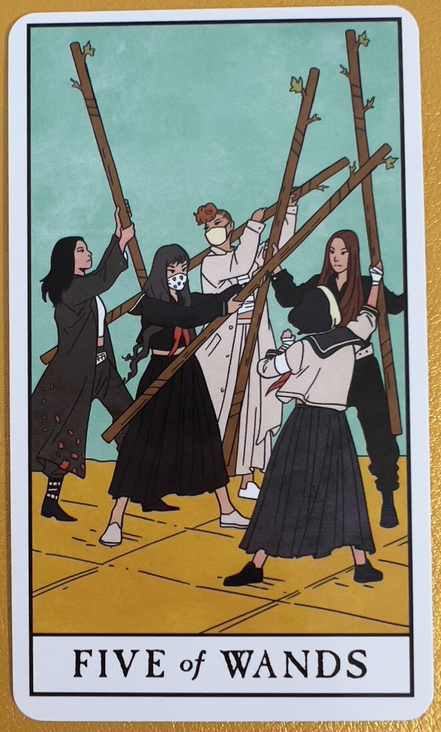 Five Of Wands Tarot Card Meaning BLYSEE Five Of Wands Tarot Card Meaning BLYSEE